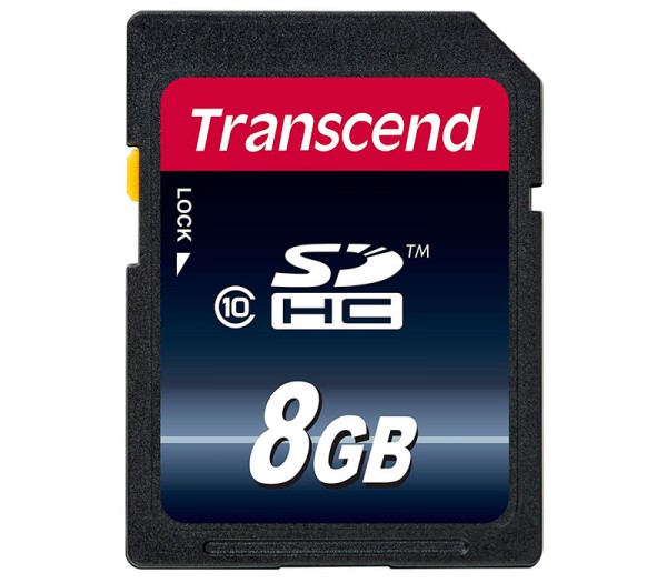 Transcend SDHC 8GB Klasse 10 Speicherkarte - Frontansicht