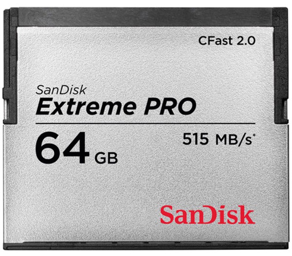SanDisk CFast 64GB Extreme Pro 2.0 Speicherkarte - Frontansicht
