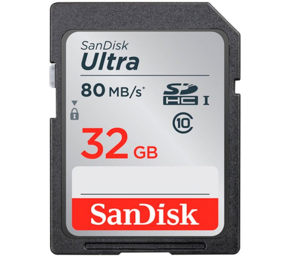 SanDisk SDHC 32GB Ultra UHS-I Speicherkarte - Frontansicht