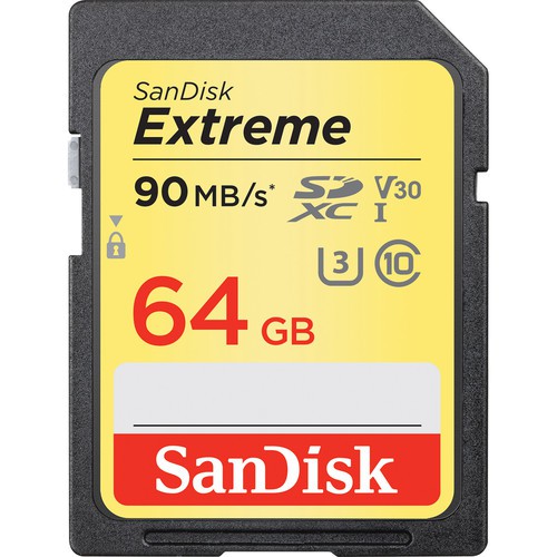 SanDisk SDXC 64GB Extreme UHS-I Speicherkarte - Frontansicht