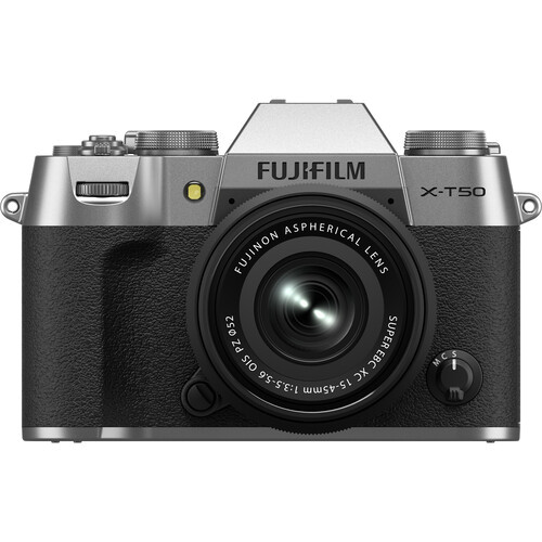 Fujifilm X-T50 Silber Kit mit XC 15-45mm f/3.5-5.6 Objektiv - Front