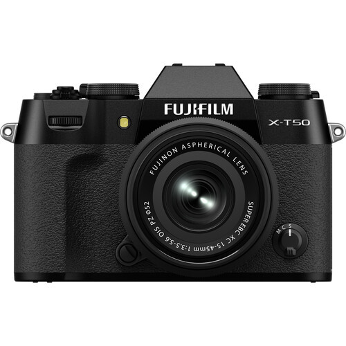 Fujifilm X-T50 Schwarz Kit mit XC 15-45mm f/3.5-5.6 Objektiv - Front