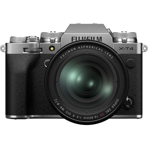 Fujifilm X-T4 Kit mi XF 16-80mm Objektiv silber - Vorderansicht