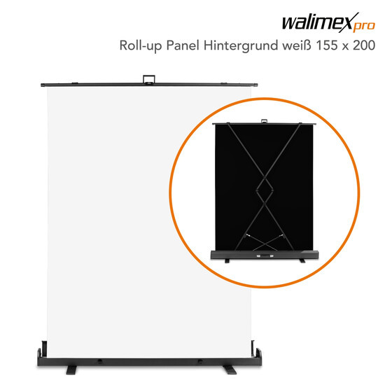 Walimex Pro Roll-Up Panel Hintergrund Weiß 155x200