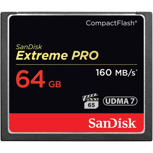 SanDisk CF 64GB Extreme Pro 160MB/s Speicherkarte - Frontansicht