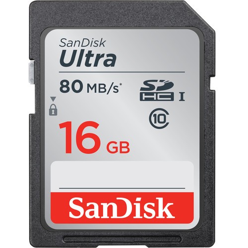 SanDisk SDHC 16GB Ultra UHS-I Speicherkarte - Frontansicht