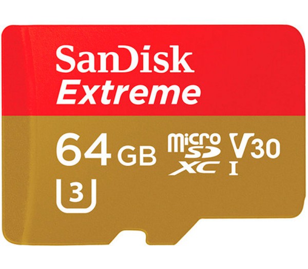 SanDisk microSDXC 64GB Extreme UHS-I 4K Speicherkarte - Frontansicht