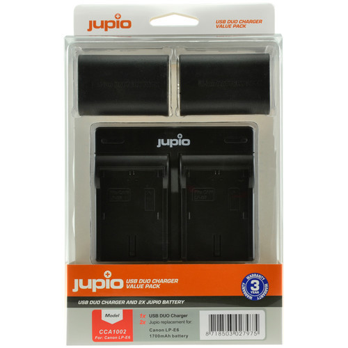 Jupio LP-E6 + USB Dual Charger (Value Pack) für Canon