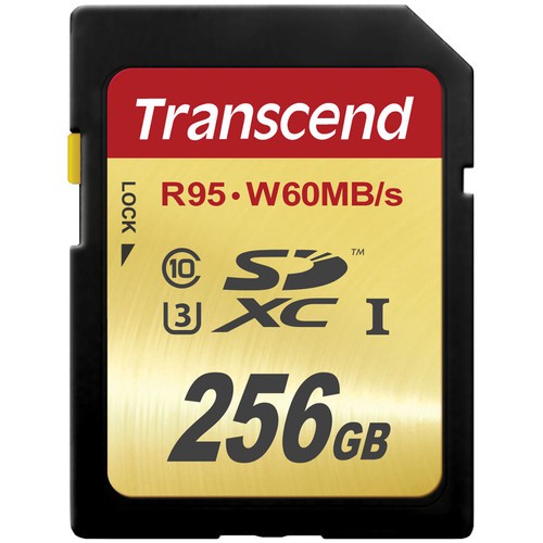 Transcend SDXC 256GB Klasse 10 UHS-1 U3 Speicherkarte - Frontansicht